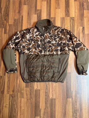 Drake Waterfowl Old School Camo 1/2 Zip Pullover Jacket Hunting G-FLEX XL
